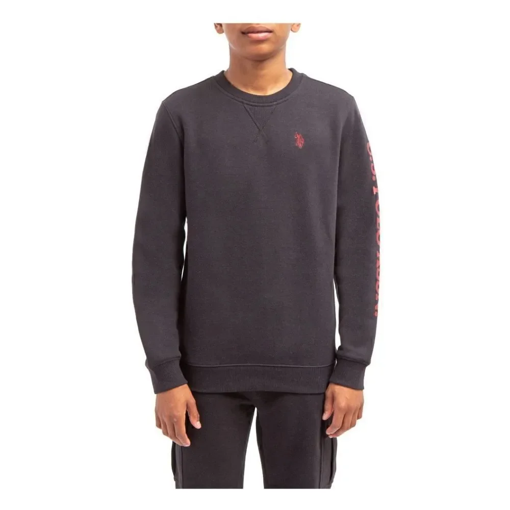 Nwt U.S. Polo Assn. Boys Print Sleeve Fleece Crewneck Sweatshirt